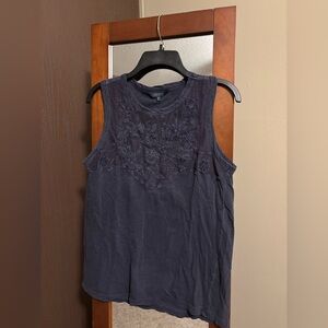 Lucky Brand Embroidered Navy Tank Top